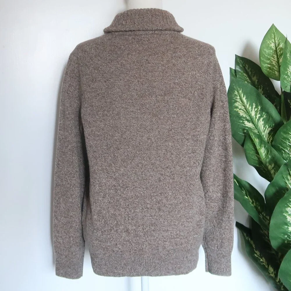 J.Crew Men's Marled Lambswool Shawl Collar Pullover Sweater Long Sleeve Cozy S
